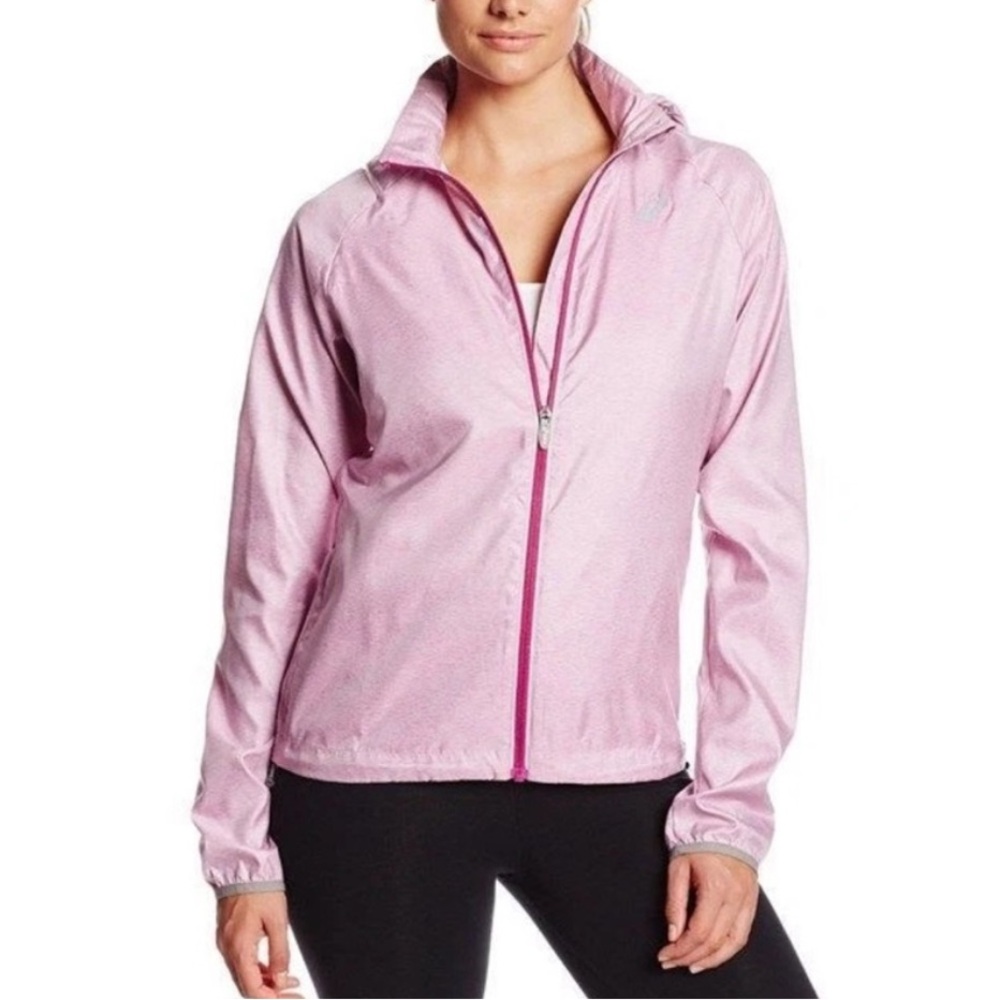 Asics ELECTRO Womens Zipper Front LED Shoulder Light Jacket Small Heathered Pink